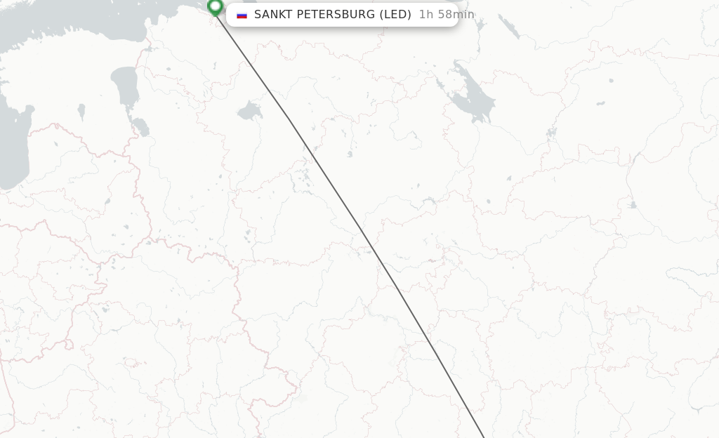 Flights from Voronezh to Saint Petersburg route map