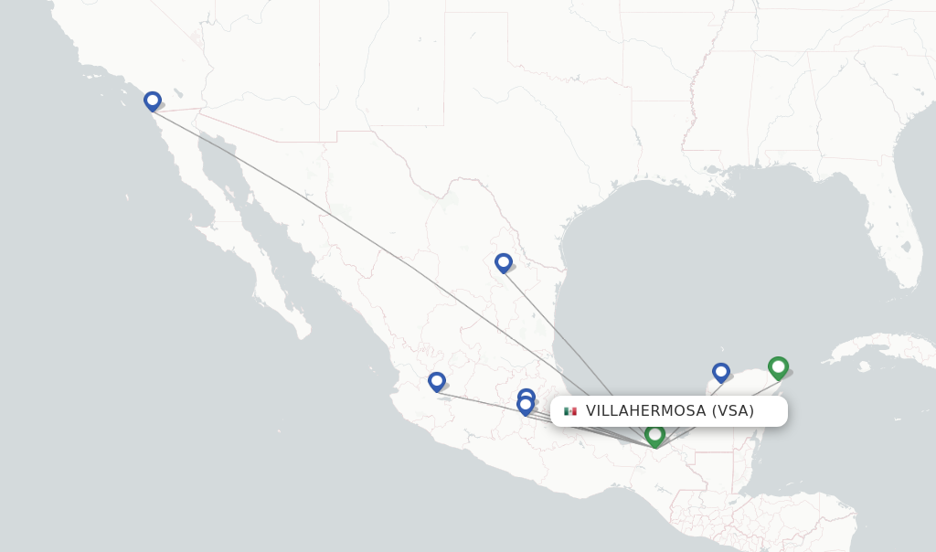 Villahermosa flight map
