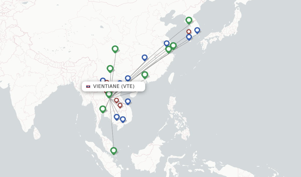 Vientiane flight map