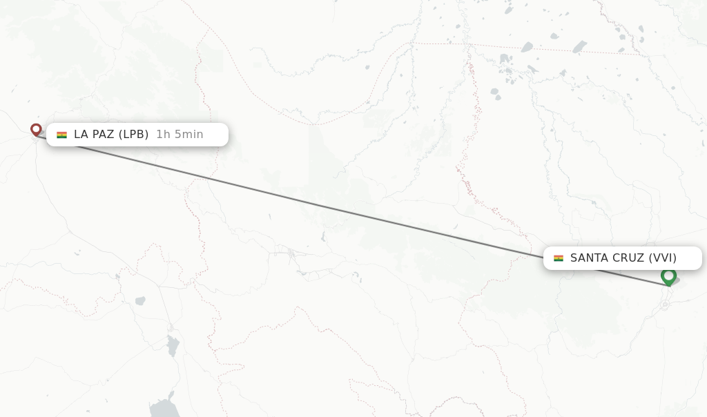 Flights from Santa Cruz to La Paz route map