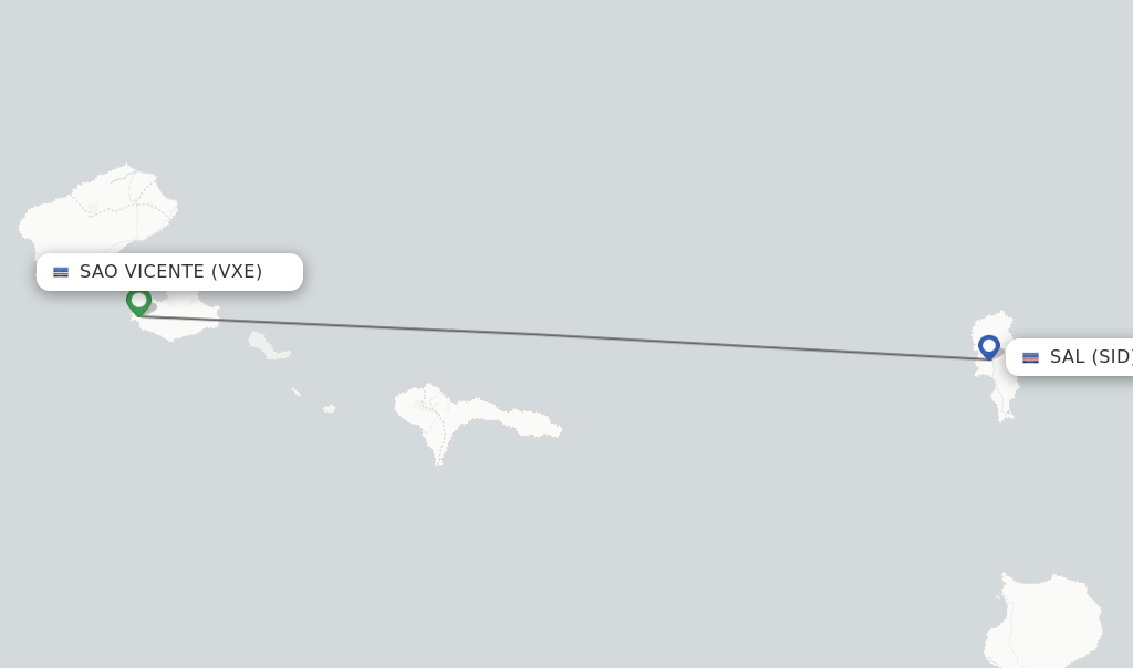 Flights from Sao Vicente to Sal route map
