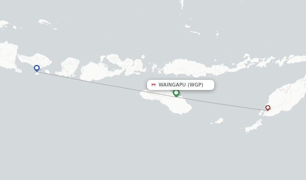 Route map with flights from Waingapu with Wings Air