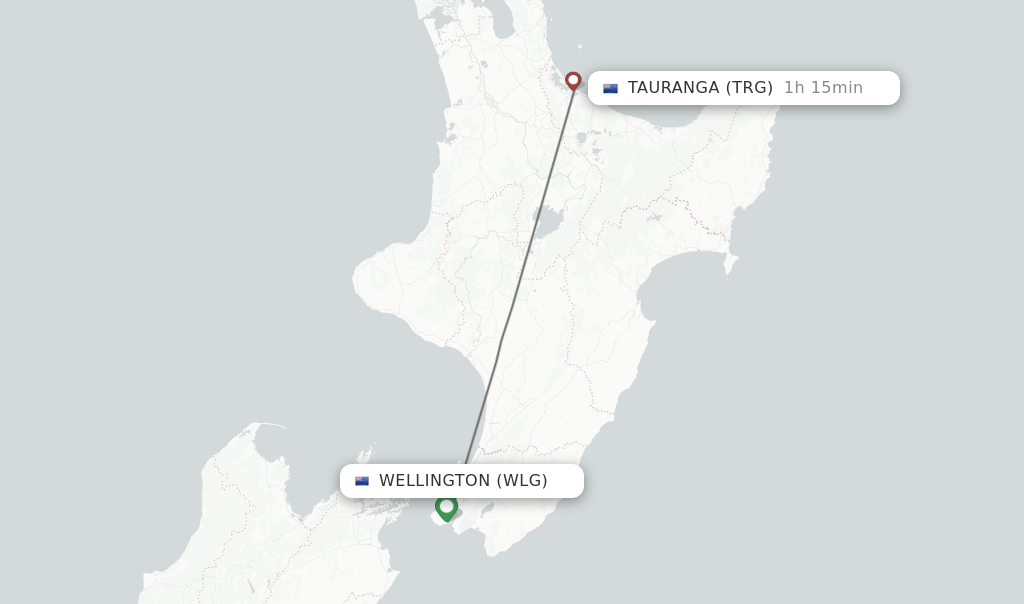 Flights from Wellington to Tauranga route map