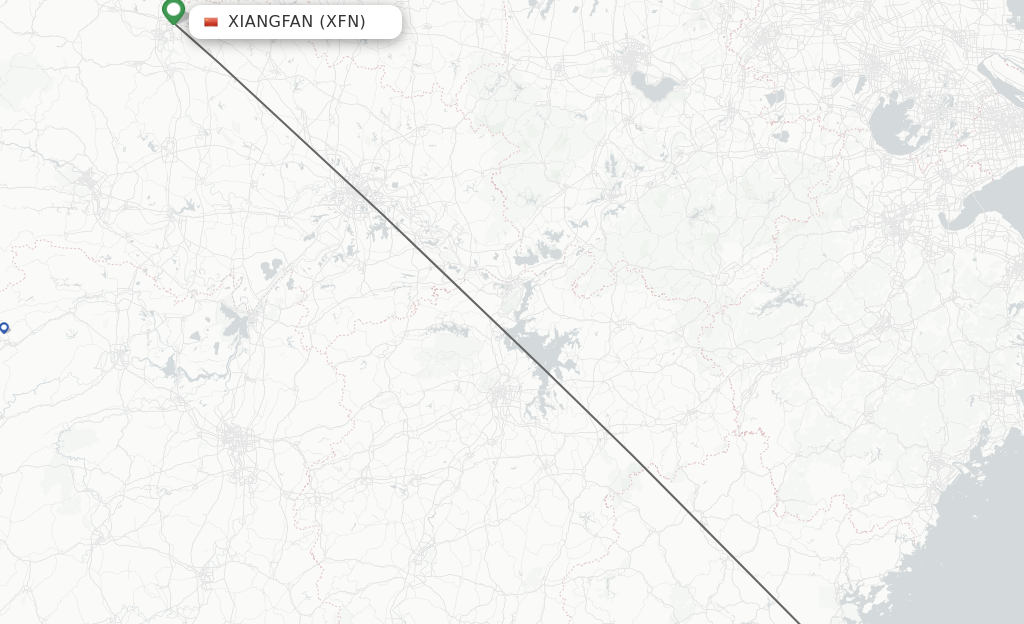 Flights from Xiangyang to Fuzhou route map