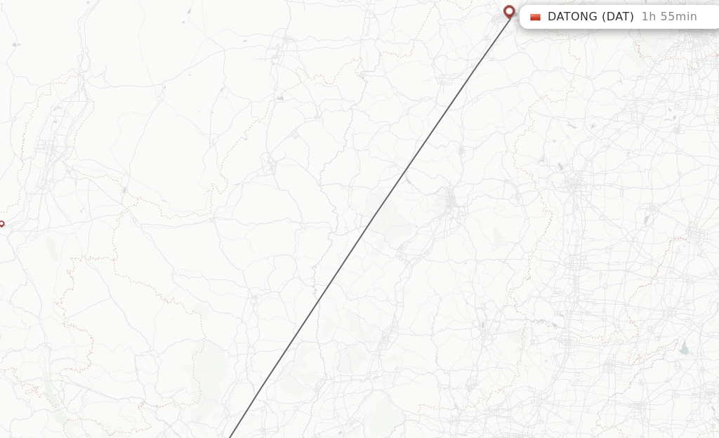 Flights from Xian to Datong route map