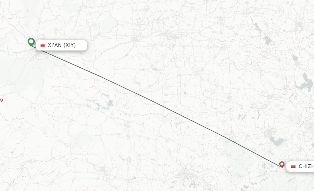 Flights from Xian to Chizhou route map