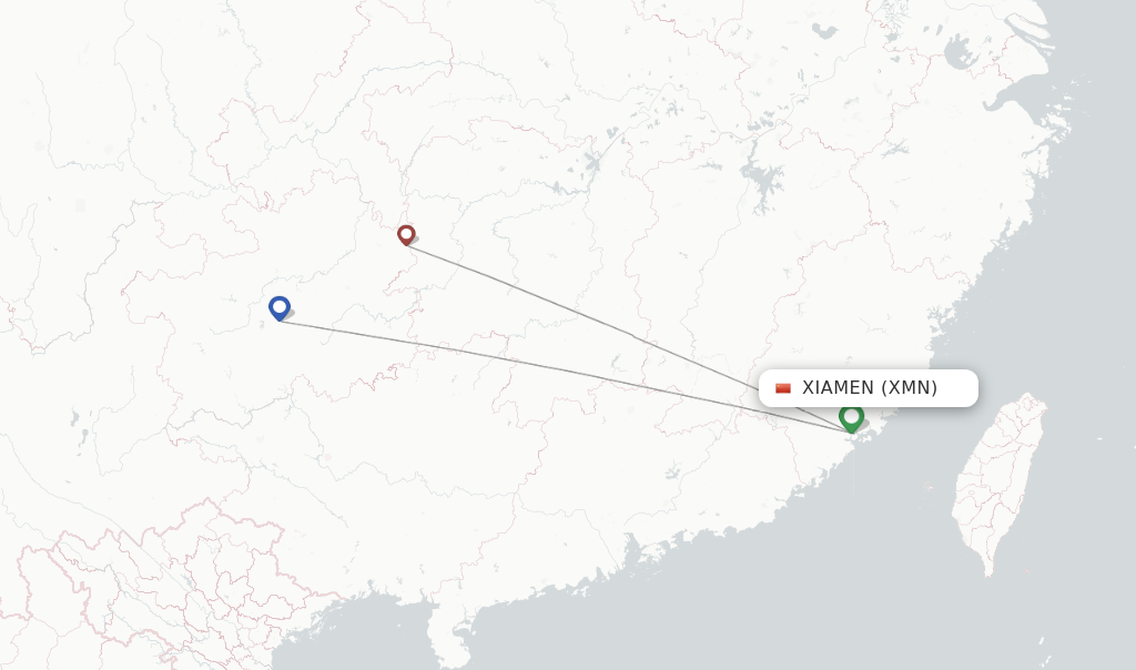 Route map with flights from Xiamen with Air Changan
