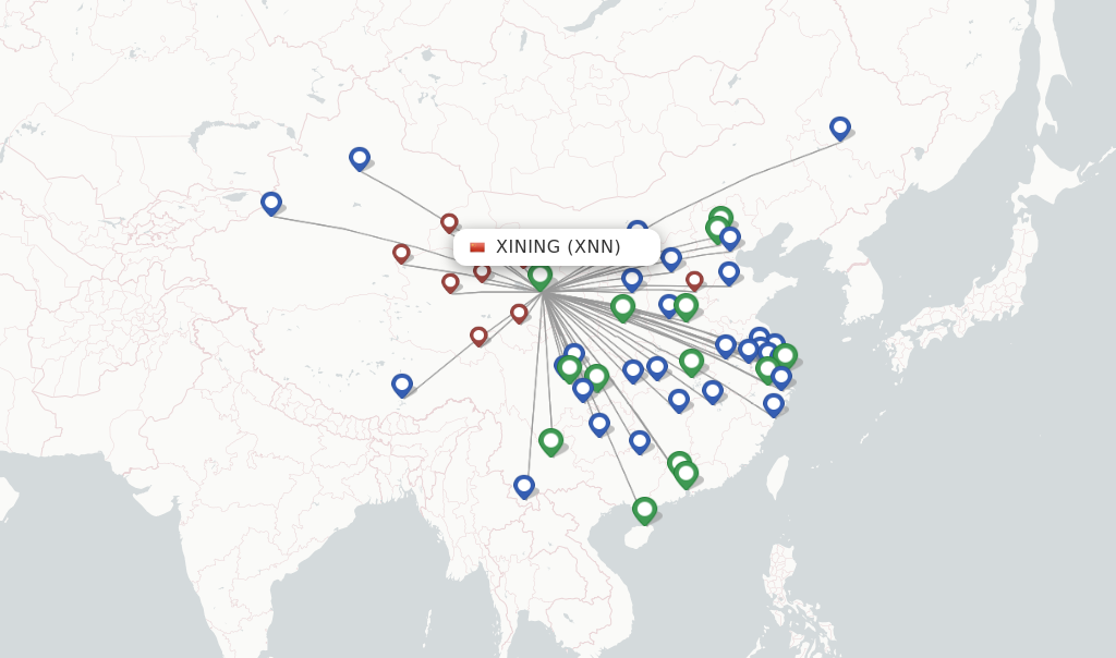 Xining flight map