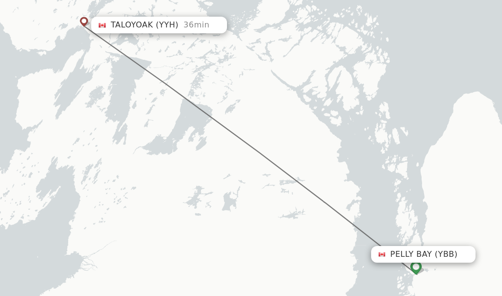 Flights from Pelly Bay to Taloyoak route map