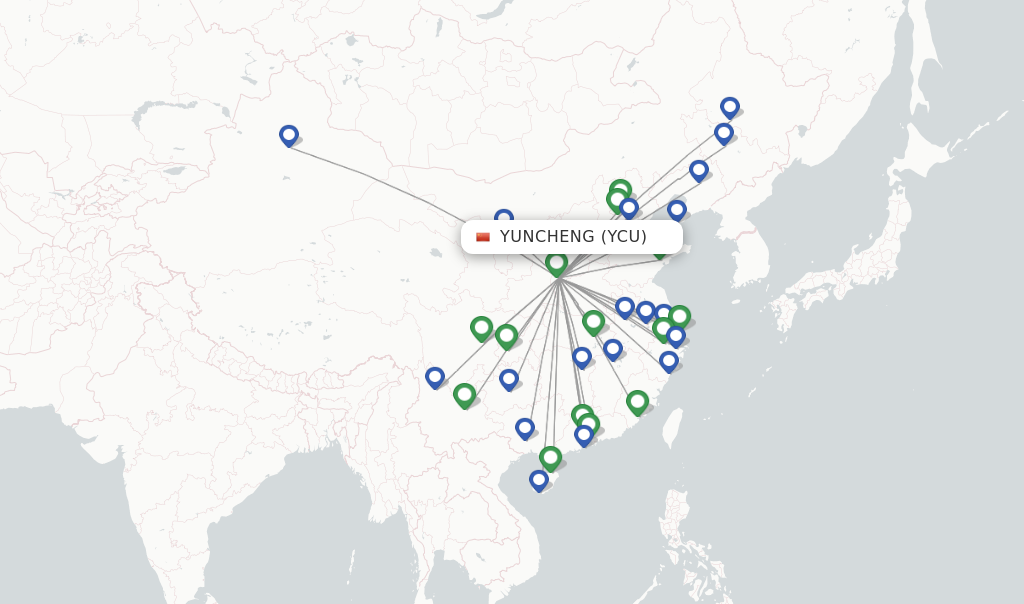Yuncheng flight map