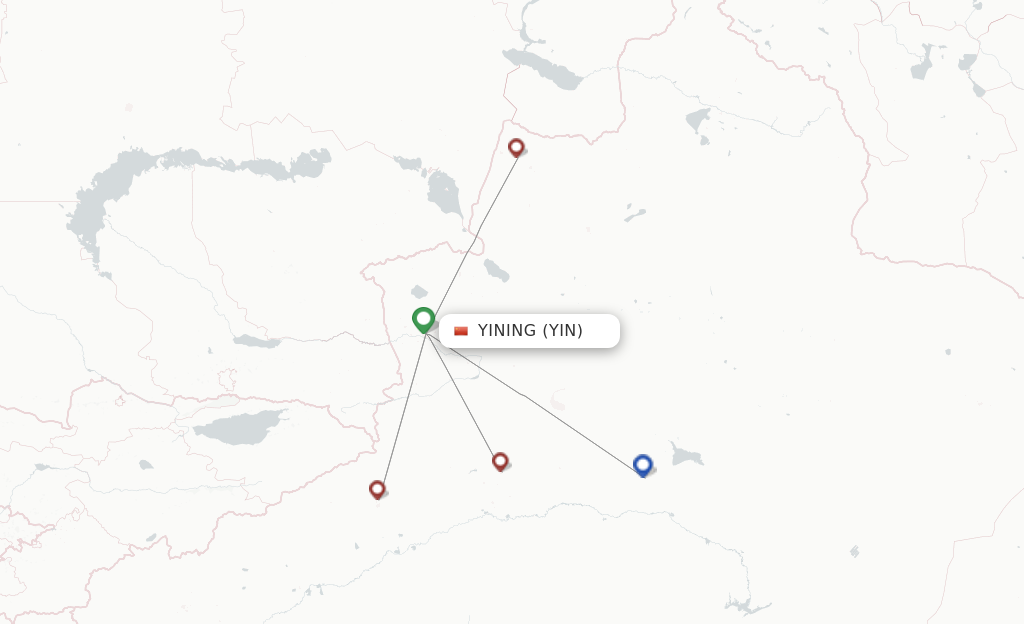 Route map with flights from Yining with Gestair