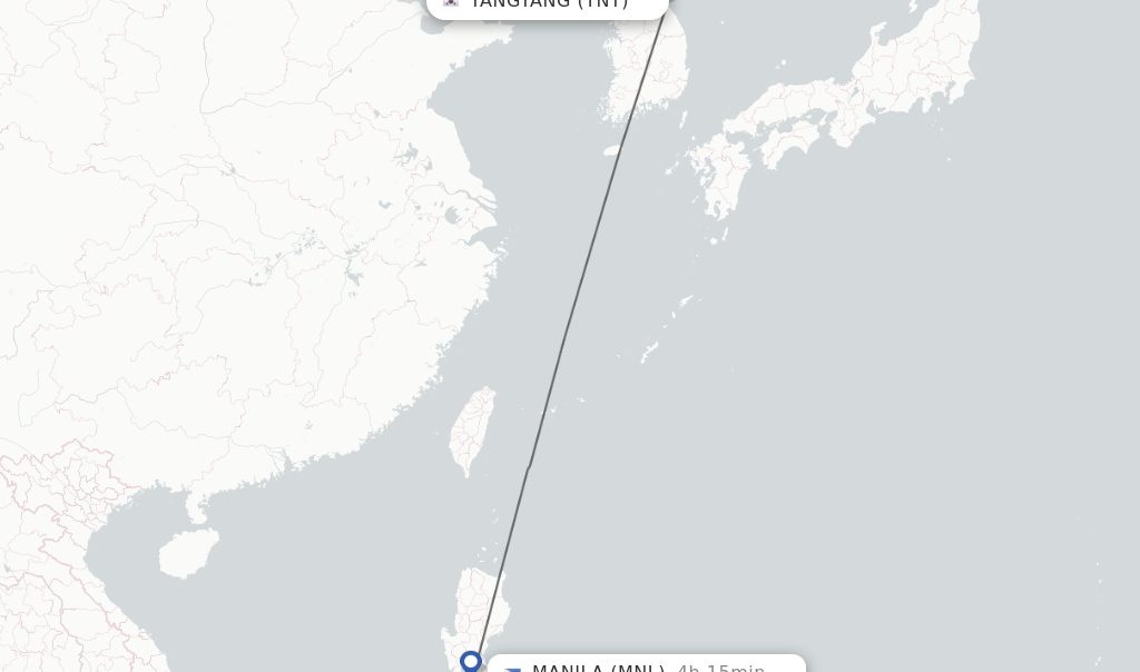 Flights from Manila to Yangyang route map