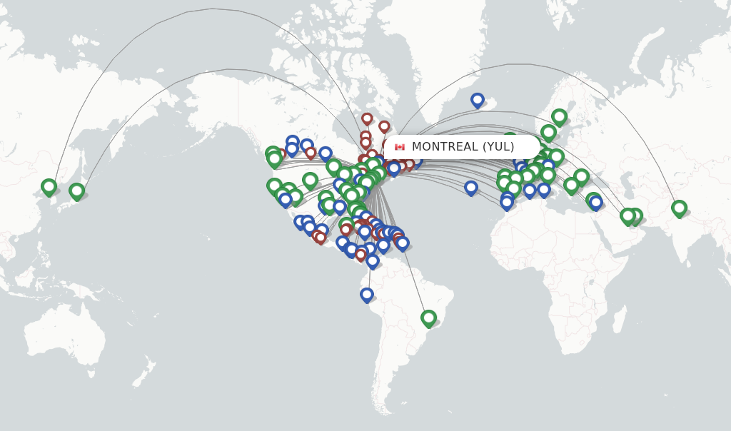 Montreal flight map