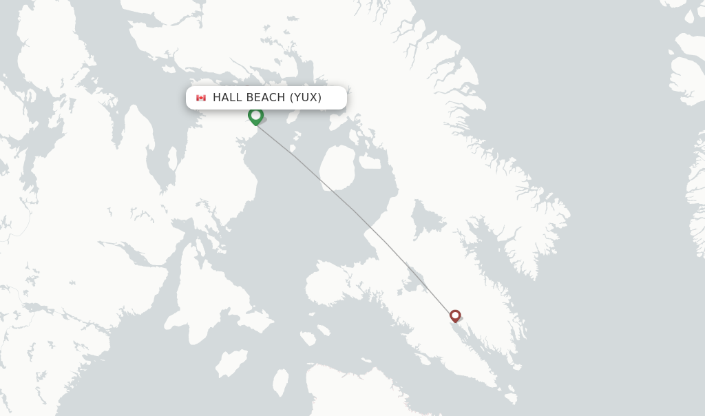 Route map with flights from Hall Beach with Canadian North
