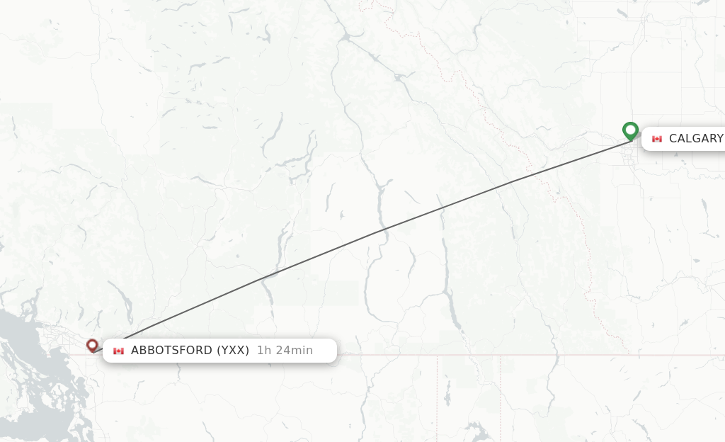 Flights from Calgary to Vancouver route map