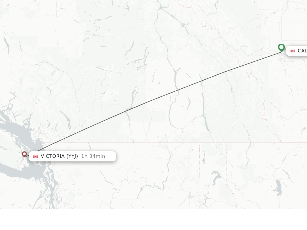 Flights from Calgary to Victoria route map