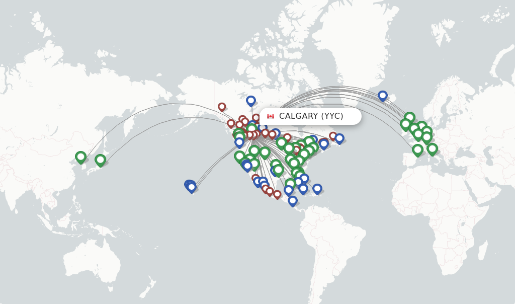 Calgary flight map