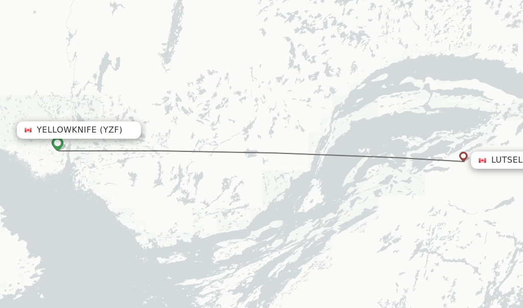 Flights from Yellowknife to Lutselke/Snowdrift route map