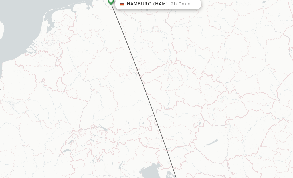 Flights from Zadar to Hamburg route map