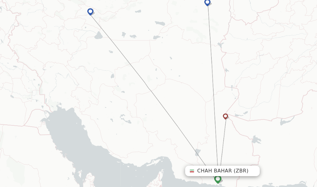 Chah Bahar flight map