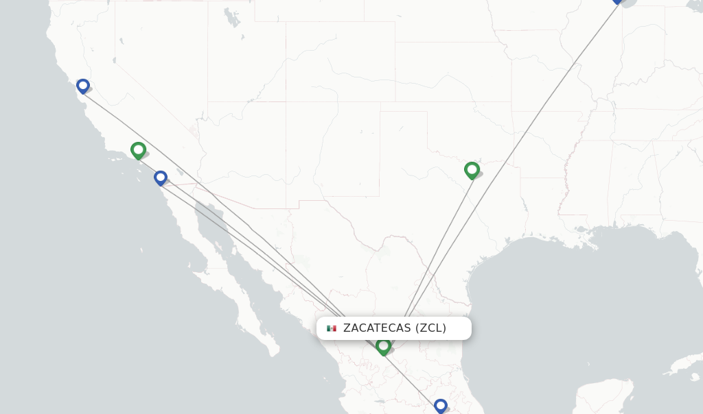 Zacatecas flight map