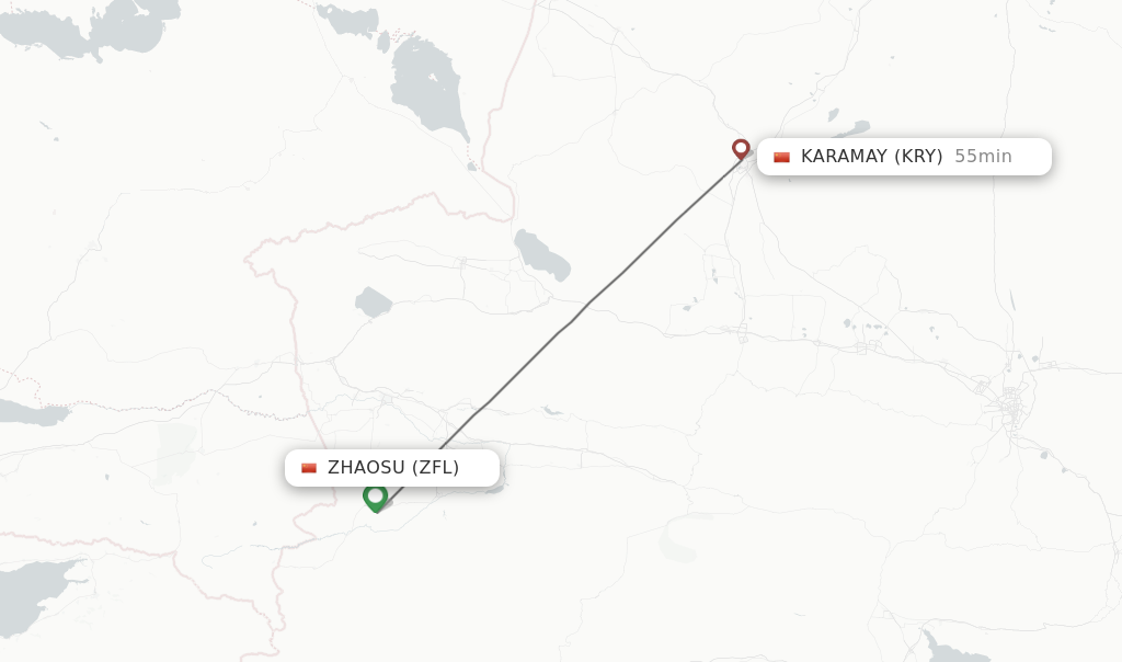 Flights from Karamay to Zhaosu route map