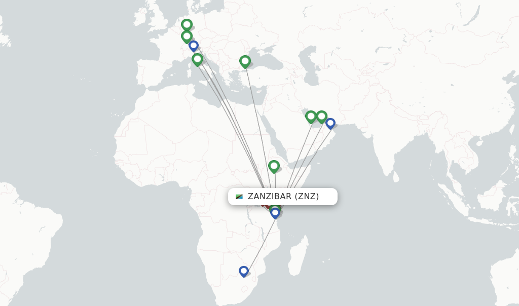 Zanzibar flight map