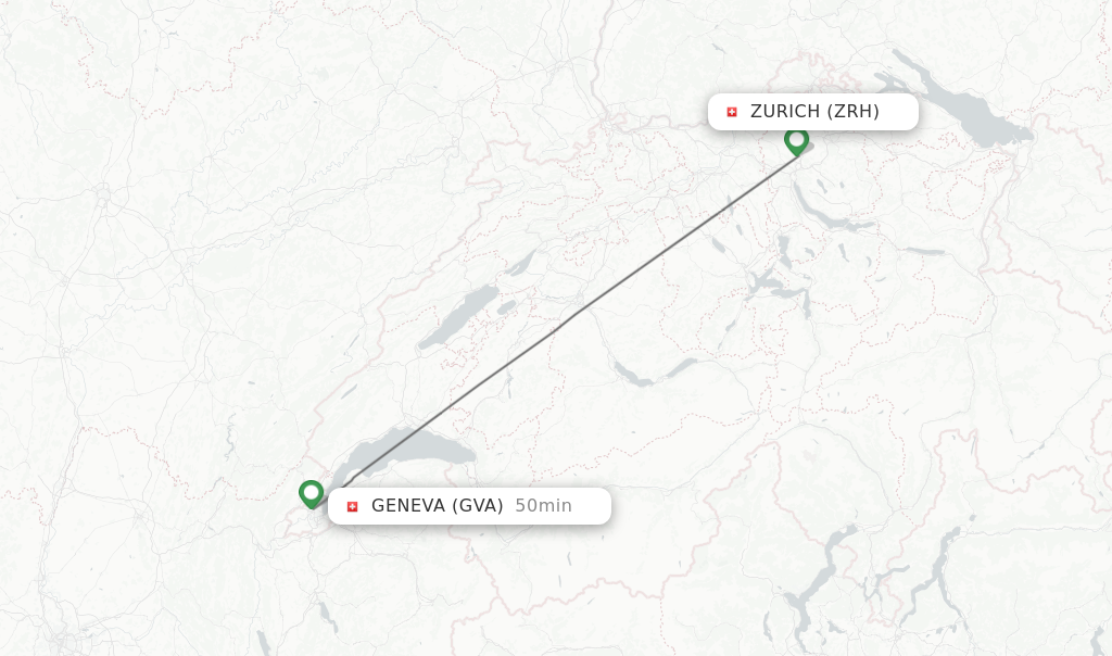Flights from Zurich to Geneva route map