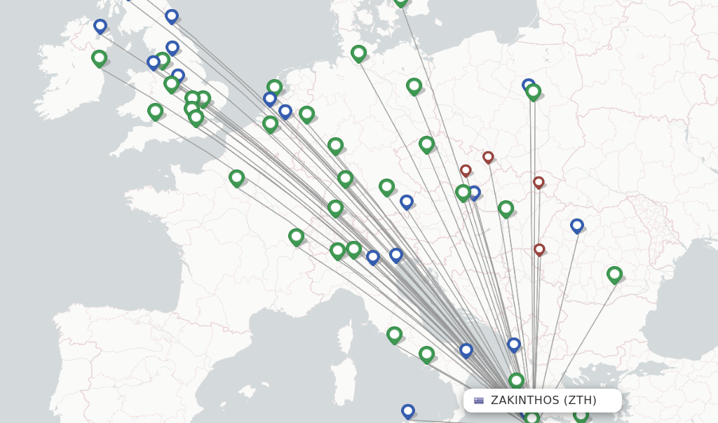 Zakinthos flight map